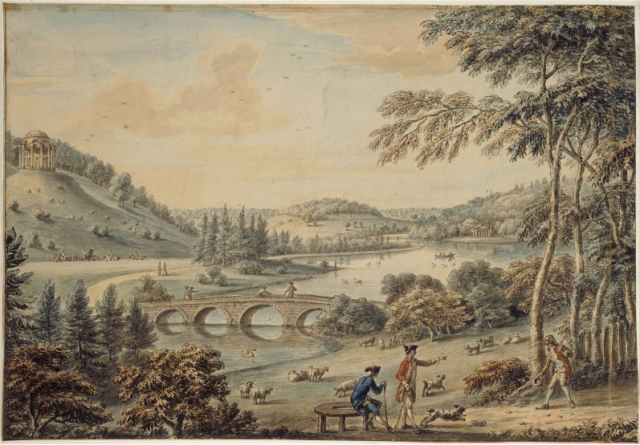 Watercolour of Stourhead by by Coplestone Warre Bampflyde 1775