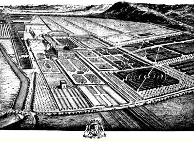 Chatsworth, View of Mansion and Gardens ca. 1685