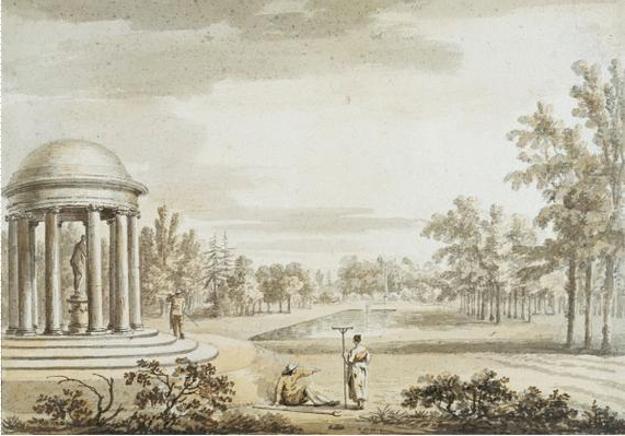 The Rotunda and the Queen's Theatre, Stowe - Jean Baptiste Claude Chatelain 1753
